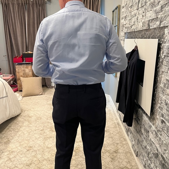 Navy Zegna 40 Regular Suit With Subtle Red Plaid - Picture 4 of 16